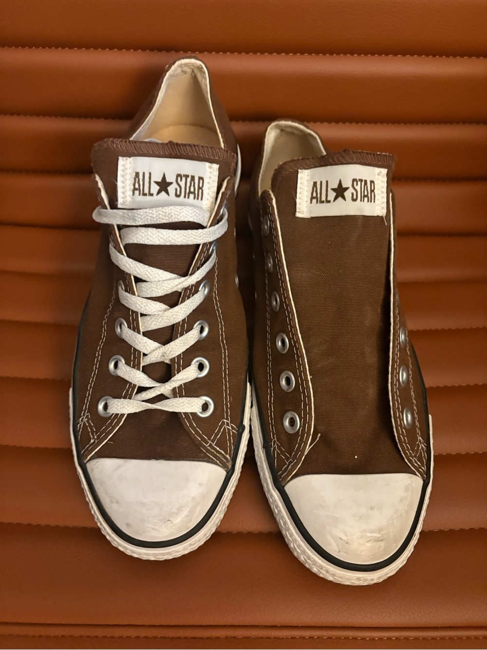 Converse All Star Low Top Sneakers in Brown and White-size Men 8